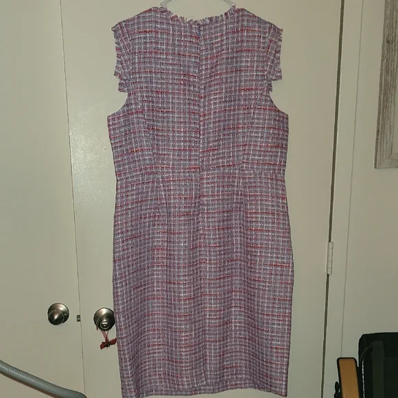 J. Crew Elegant Pink and White Resume Tweed Dress